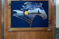 Ship's Crest recently reframed with teak decking from Battleship USS Colorado